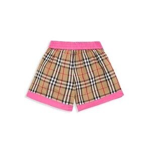 Burberry Kids Plaid Shorts with Pink Accents